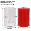Large cylindrical acrylic mold 10x15cm for handmade aromatherapy pillar candles - Cylinder 10x15cm