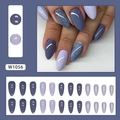 Unghie finte a mandorla viola fumo e blu-grigio con finitura glitter argento fine - W1056 Viola Fumo [Tipo di Colla]
