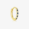 Golden S925 silver huggie hoop earring with blue and white zircon stones inlay - 18K Gold Blue & White Stone Hoop (Single)