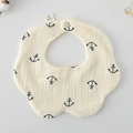 Soft cotton gauze baby bib with blue anchor prints and a petal shape design - Gauze Flower Bandage - Anchor