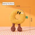 Creative yellow doughnut plush cat toy with fuzzy legs and internal squeaker, 19cm height - 19x14cm / Donut