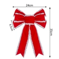 Size specifications for the red flocked Christmas bow measuring 24cm wide and 35cm high - White Fur Edge Flocked 7-Loop Bow