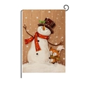 Christmas garden flag with snowman and fox illustration on a rustic wood background - 30*45cm / Snowman Fox (HYQ030-19)