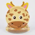 Yellow giraffe-shaped disposable paper plate for jungle safari themed kids party - Giraffe / Small Plate Set