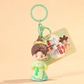 Portachiavi bambola 3D in stile Hanfu verde con cartolina coordinata e anello in metallo - Confezione in sacchetto OPP / Coppia in Stile Cinese - Ragazzo - Verde