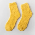 Thick warm yellow coral fleece crew socks for winter made from soft plush fabric - One Size / Gold Yellow