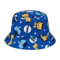 Navy blue kids bucket hat featuring cartoon animals like lions and giraffes with stars - 51-52CM(2-4 Years Old) / Blue Animal Collection