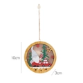 Lighted wooden Christmas pendant with Santa and red truck, 10cm round hollow ornament - Round / Gray Hat Gnome
