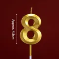 Golden number 8 birthday candle with matte finish and 4.8cm height for cake decoration - Gold Diamond-faced Number Candle 8