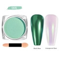 Détails de la poudre aurora 008 sur base noire et transparente avec pinceau - Vert Menthe (Poudre à Ongles 08)