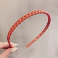 Matte orange-red headband with chain texture and non-slip inner teeth for women - 37# Chain-Dark Orange
