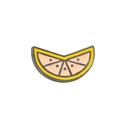 Cartoon fruit slice enamel pin with yellow border and dotted orange filling for clothing - Hami Melon