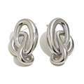 Minimalist silver interlocking line stud earrings in polished stainless steel - Cast Lines / Silver