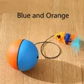 Interactive blue and orange smart cat ball with a colorful feather mouse toy accessory - Automatic Cat Ball / Blue Orange / 0.1