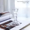 Elegant small European clear glass candle holder with prismatic cut for dinner parties - Vertical Stripe Candle Holder - Small / Clear