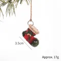 Mini adorno de bota de Navidad en resina con detalles en rojo y verde y cuerda yute - Bota de Navidad Roja