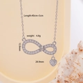 Collana cuore infinito in argento con zirconi, lunghezza 40+5cm e peso di 4,8g - Argento