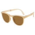 Faltbare beige Kinder-Sonnenbrille mit braunen UV-Gläsern aus einem 45-Grad-Winkel - Tee Rahmen Tee Gläser