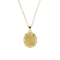 18k gold plated oval necklace featuring a vintage flower border and letter Y pendant - Necklace Y