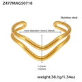 Minimalist double wave open bangle in 18k gold plated stainless steel for women - Gold Double Layer Twist Wave Bracelet (Z477)