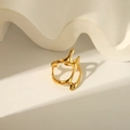 Verstellbarer Ring aus 18K vergoldetem Edelstahl mit unregelmäßigem Lava-Struktur-Design - Unregelmäßiger Geschmolzener Flüssigkeitsstil (YYR023213)