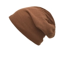 Brown waffle knit slouchy beanie for women in a minimalist casual design - M (56-58cm) / Caramel color