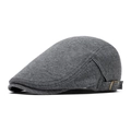 Dark grey knitted newsboy cap for men featuring an adjustable metal side buckle - Dark Gray