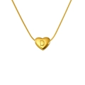Polished gold heart pendant necklace featuring engraved letter D on a snake chain - Letter D (Snake Chain)