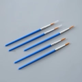 Cinque pennelli professionali blu per dettagli con setole in nylon arancione e ghiera d'argento - Blu
