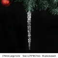 Set of 50 acrylic Christmas icicle ornaments, 170mm long with multi-faceted crystal design - 170mm Large Icicle