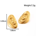 Golden titanium steel spiral earrings with geometric fluid design and shell texture - Fluid Spiral Art Style (YE-052-Gold)