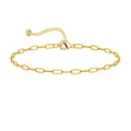Golden stainless steel paperclip link chain bracelet with adjustable extender on white back - Gold 2 (Paperclip Chain)