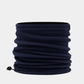 Detail of dark blue fleece neck warmer with adjustable black drawstring and toggle - Neck Warmer / Navy Blue