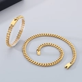 Set collana e bracciale a catena cubana dorata da 8mm in acciaio inossidabile lucido - Bracciale 20CM / Oro