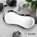 Minimalist moonlight silver wavy stainless steel jewelry tray with a mirror finish - Stainless Steel / Glasses Shape Silver (18*8.5cm)
