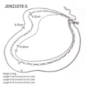 Triple-layered silver stainless steel necklace set with detailed size and weight specs - Silver Triple Layered Necklace (JDN21078-S)
