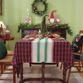 Christmas red plaid tablecloth with festive tree pattern and golden thread fringe - 140x100CM / Gold Thread Red Plaid With Christmas Tree
