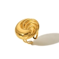 Fashionable 18k gold plated spiral swirl open ring with minimalist metallic texture - Gold Swirl Ring (TR4228)
