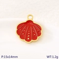 Red enamel shell pendant in golden finish for DIY necklaces and ocean jewelry - Red Shell (KLJ10761-ZLA)
