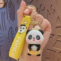 Simpatico portachiavi panda chef con cinturino in silicone giallo e gancio dorato - Cucina Gialla