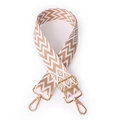 Bohemian style woven shoulder strap with brown geometric patterns and gold metal hooks - 1003 Geometric Khaki White