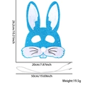 Blue glitter rabbit felt mask for kids with measurements and elastic strap details - Blue Sequin Rabbit Mask