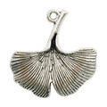 Silver ginkgo leaf alloy pendant with detailed vein texture for DIY jewelry making - Ginkgo Leaf Style (B382)