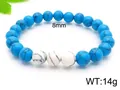8mm blue and white marbled synthetic turquoise beaded elastic stretch bracelet - Bright Blue/White Turquoise Texture (KB109653-Z) / 8mm