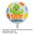 18-inch cactus party balloon with Feliz Cumpleaños Spanish birthday greeting - Round Cactus Spanish Birthday Balloon