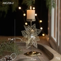 Golden iron leaf Christmas candle holder ornament with gem detail, height 17cm - Christmas Flower Style