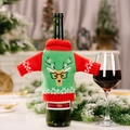 Gebreide kersttrui voor wijnflessen met rendierborduursel en sneeuwvlokkenpatronen - Eland Stijl