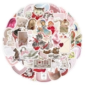 Rosa Vintage Coquette Sticker Set mit Katzen und Schwänen für Laptops und Trinkflaschen - Coquette X109-60 Stück