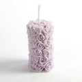 Lavender purple cylindrical rose embossed scented candle with 3D floral carvings - Light Purple - Lavender
