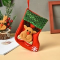 Calza natalizia con renna rossa e verde e paillettes per decorazioni di Natale - M3-7 Renna con Paillettes Piccola (15.5*9.5*12cm)